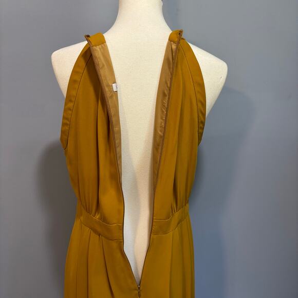 Mustard Yellow Banana Republic high-low high-collar dress, size 10 - Picture 9 of 11